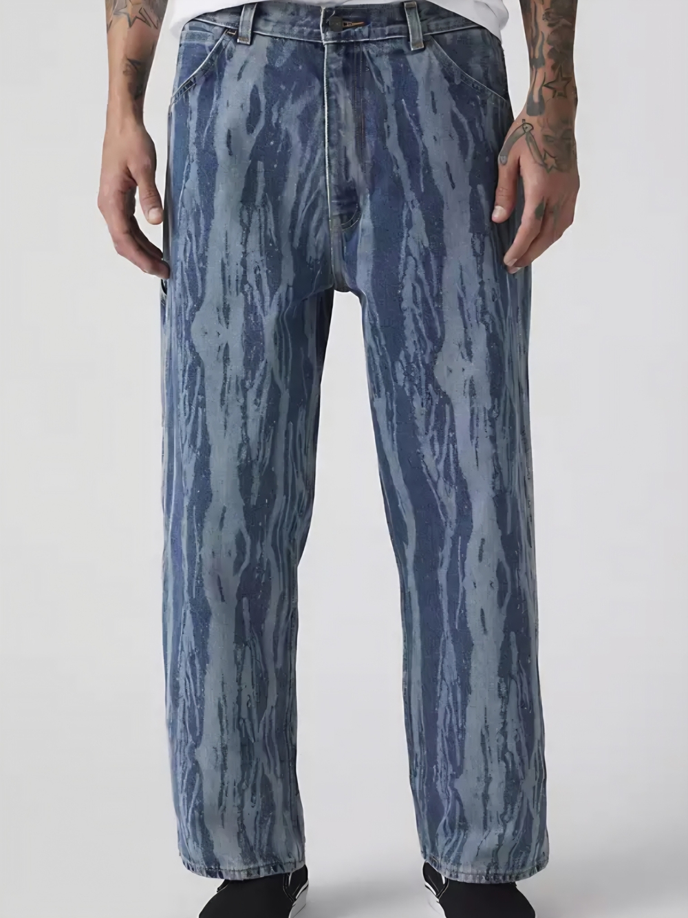 Levi's Cropped Baggy Carpenters Men's Blue Patterned Skater Jeans